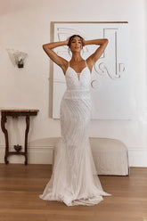 Eternal Love Sequin Godet Hem Maxi Dress White